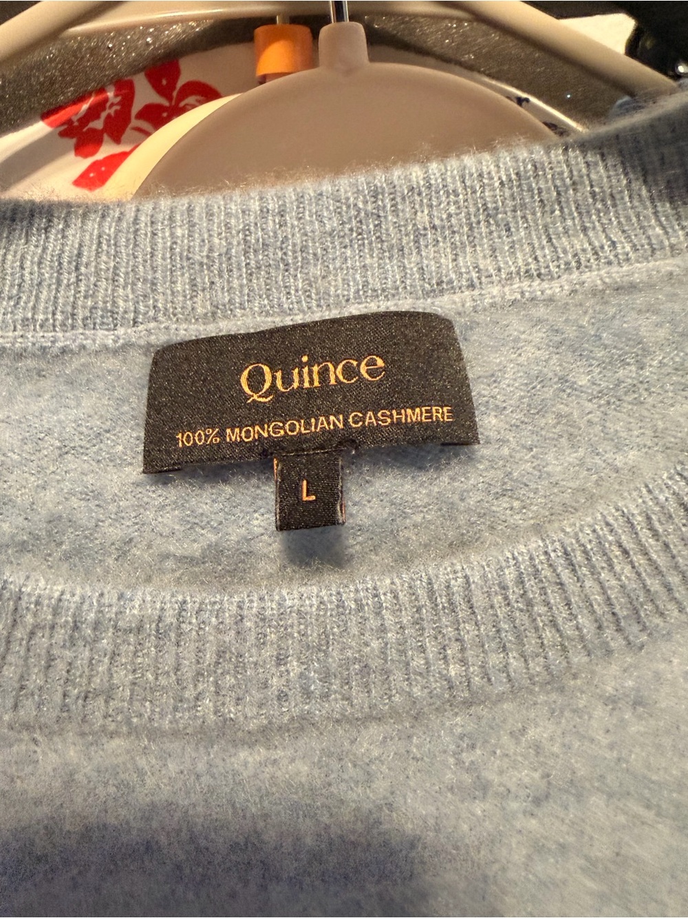 Quince 100% Mongolian Cashmere Crewneck Sweater Pale Blue Size L - Picture 5 of 8